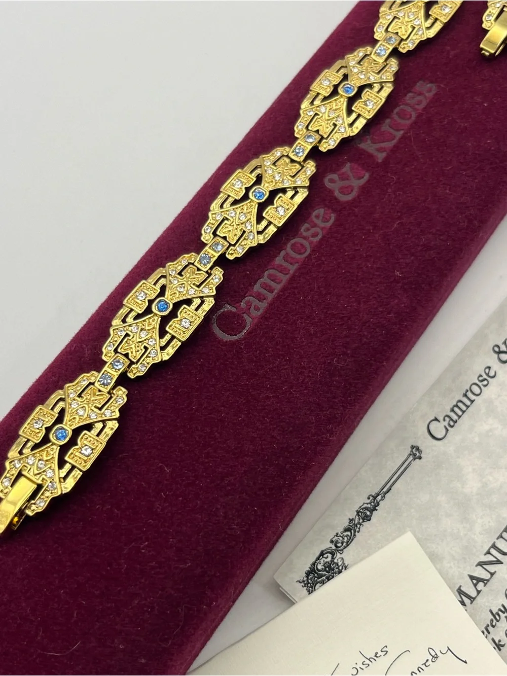 Camrose & Kross JBK gold plated art deco style link bracelet gold tone Kennedy